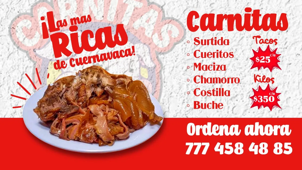 Promoción de carnitas con servicio a domicilio