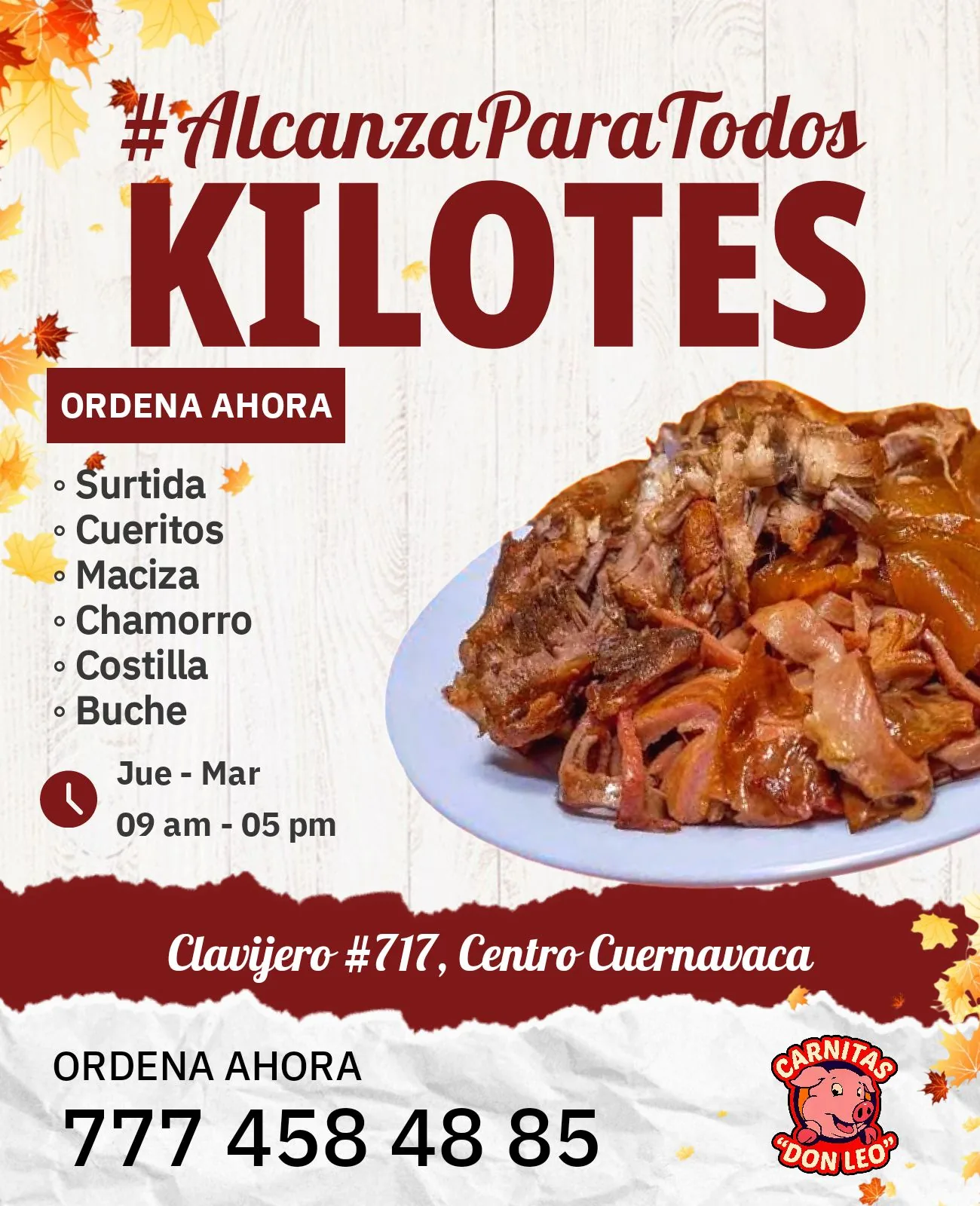 Promoción kilotes Carnitas Don Leo