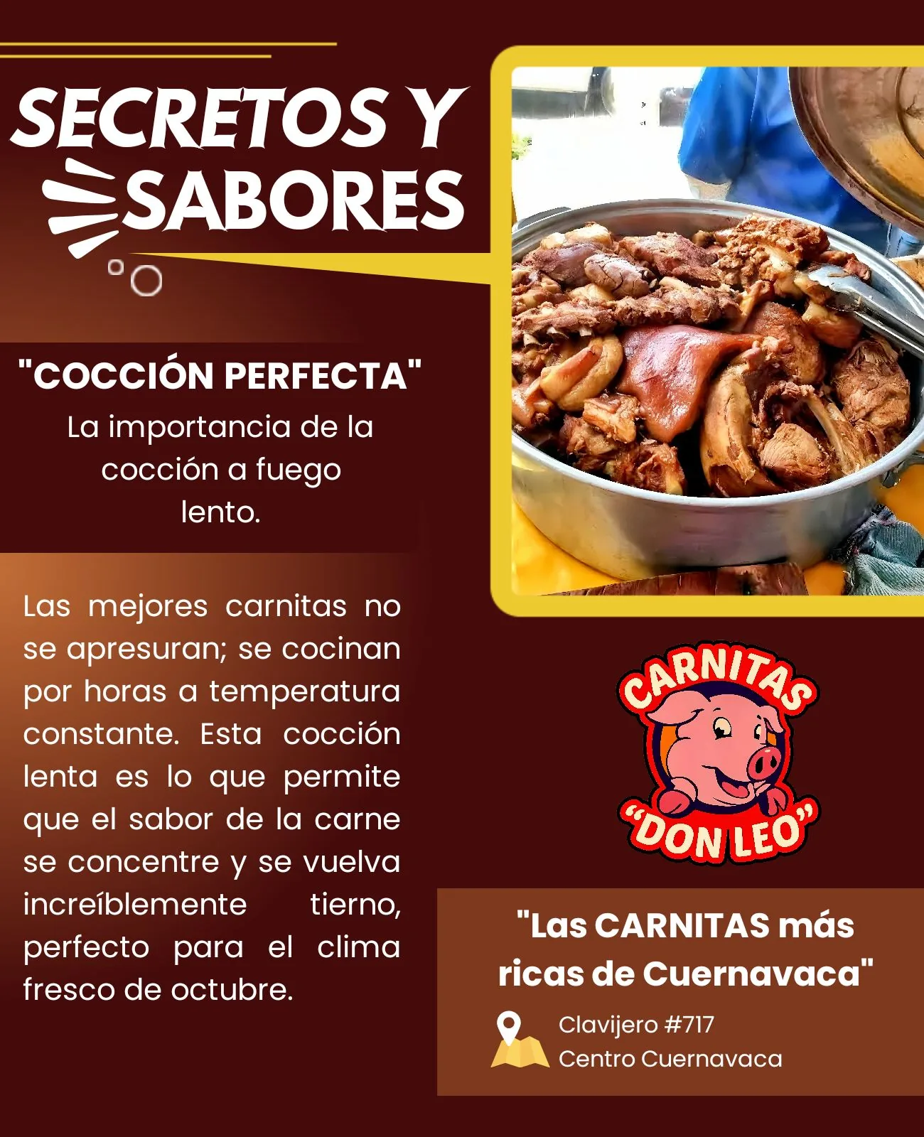 Cazuela con carnitas Don Leo cocinadas a fuego lento